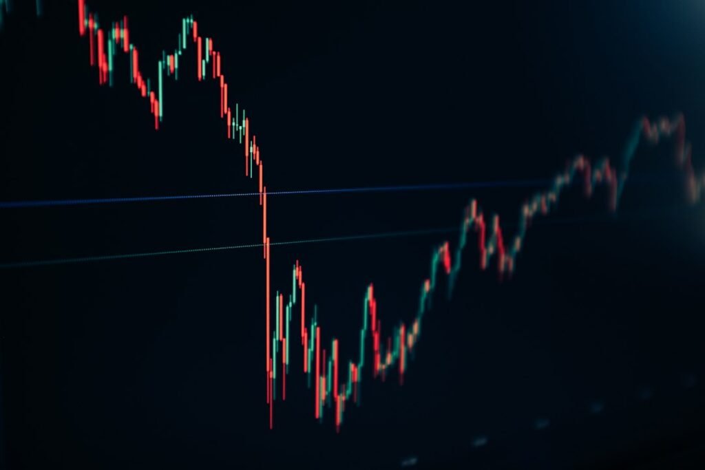 Gráfico de velas bursátil, fondos de inversión para la jubilación